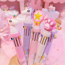 Cute unicorn Sakura bigfoot ballpoint pen multi-color one student pen press pen learning stationery supplies