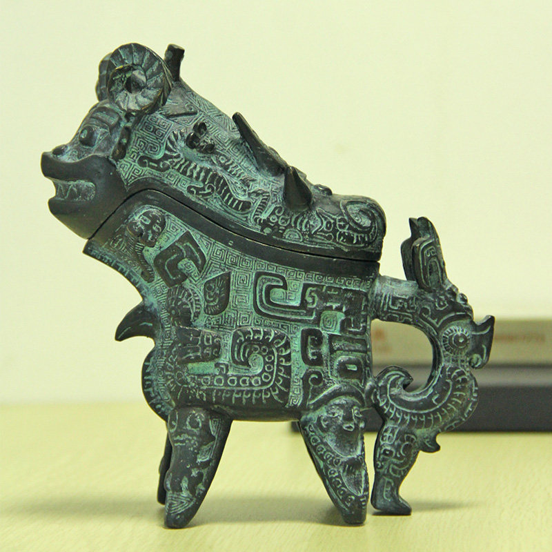 青铜酒樽两件套铜装饰雕塑桌面摆件古玩送客户礼品富瑞精典铜饰品