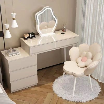 斗柜梳妆台一体奶油风梳妆台卧室现代简约收纳柜一体式化妆桌 斗柜梳妆台一体奶油风梳妆台卧室现代简约收纳柜一体式化妆桌