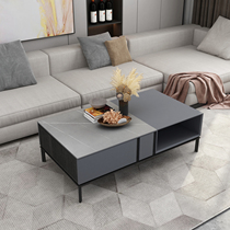 New modern simple living room double-sided rectangular rock board tea table TV cabinet combination Italian style minimalist square