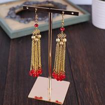 Bride Chinese style Xiuhe Golden Tassel Earrings No Ear Holder Toast Wedding Dress Female Earrings 171027