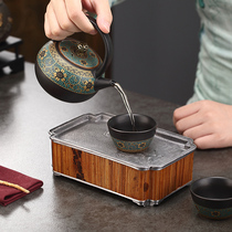 Day-style pure tin tea tray Small size light luxury New Chinese storage type dry tea table Home Nourishing Pot with pot bearing tray