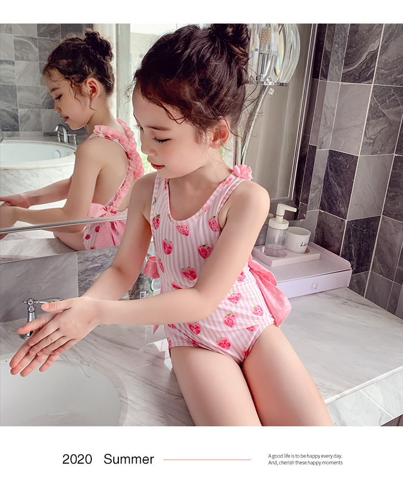 七色王国女童泳衣夏装2021新款小女孩韩版可爱游泳衣洋气连体泳衣儿童