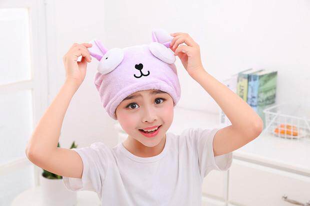 儿童浴帽防水洗澡帽女宝宝护耳洗头帽可爱小孩淋沐浴帽吸水干发帽