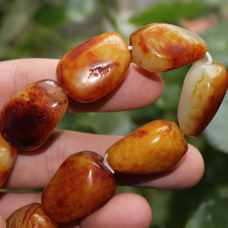 xinjiang hetian jade original seed bracelet genuine natural jade with skin yellow qin seed material rough shaped bracelet for men