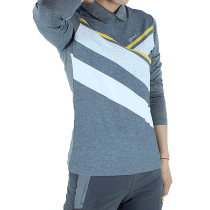 Spring and summer thin long sleeve quick-drying T-shirt womens slim lapel breathable outdoor hiking mountaineering T-shirt thin