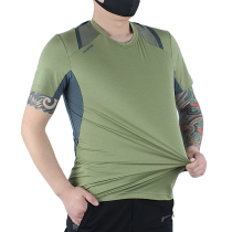 Summer outdoor quick-drying clothes mens short sleeve slim stretch anti-ultraviolet hiking T-shirt breathable quick-drying round neck