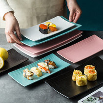 Rectangular plate household Western dinner plate baking tray ceramic fruit cake tray sushi dish restaurant tableware