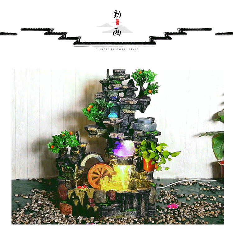大型假山流水喷泉阳台水景招财摆件室内鱼池风水轮客厅工艺品盆景