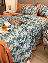 Baijia love high-end ice silk summer cool quilt four-piece summer single spring and autumn thin quilt air conditioner is washed by double machine