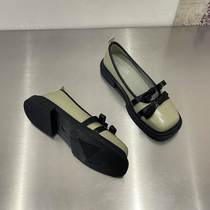 Fashion tribe small leather shoes womens 2022 autumn new bow gentle evening wind beanie single shoes ins tide