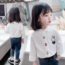 Girls autumn dress Long sleeves shirt 2022 New Yangqi Childrens spring autumn season white blouses female baby shirt tide