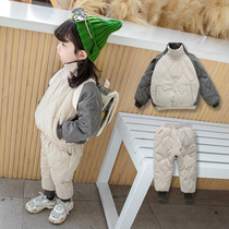 Girl Winter Dress Plus Thickened Cotton Clothing Suit Tide 1 Year Old Female Baby Ocean Gas 2 Children Two Sets 3 Children Autumn winter 4