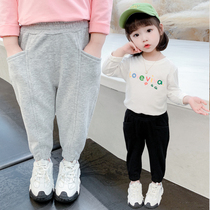 Girl Wear Pants 2022 Autumn Clothing New Foreign Air Female Baby Han Version Children Spring Autumn Pure Color Casual Long Pants Children