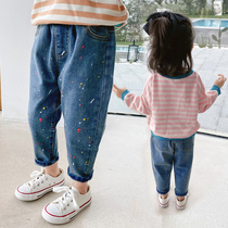 Girl Jeans Spring Autumn 2022 New Korean Version Foreign Air Children Casual Pants Woman Baby Spring Dress Trendy Pants Tide