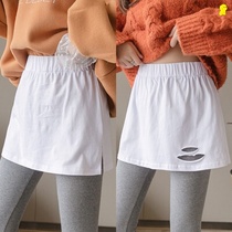 Small fart curtain sweater base artifact inside the hem lengthened fake two small white skirts stacked with net red butt skirt