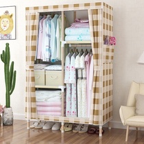 Small wardrobe occupies an area of small rental room with cloth cabinet simple solid wood cloth wardrobe fully enclosed full-hanging reinforced household