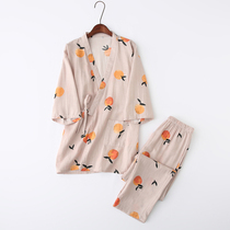 Day series and pyjamas female summer thin section long sleeves pure cotton cotton cloth cute cotton numb Harutyu Home Suits Sweat-Steamed Clothing