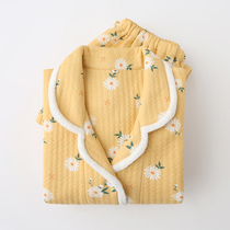 Autumn Winter Pure Cotton Air Cotton Pyjamas Lady Long Sleeves Day Series Broken Flowers Spring Autumn Warm Plus Thick And Thin Clip Cotton Home Clothes
