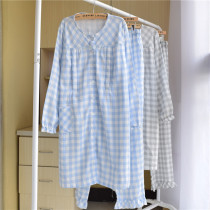 Spring and summer cotton double gauze maternity clothes Long sleeve thin nursing clothes Maternity pajamas postpartum long feeding clothes