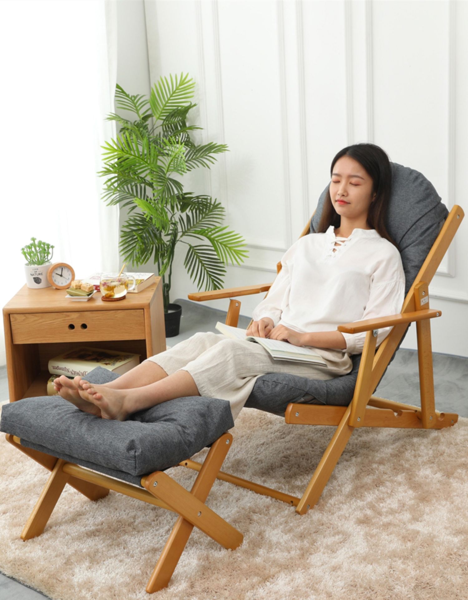 躺椅阳台家用休闲折叠午休老年人椅子晒太阳舒适午睡贵妃懒人摇椅