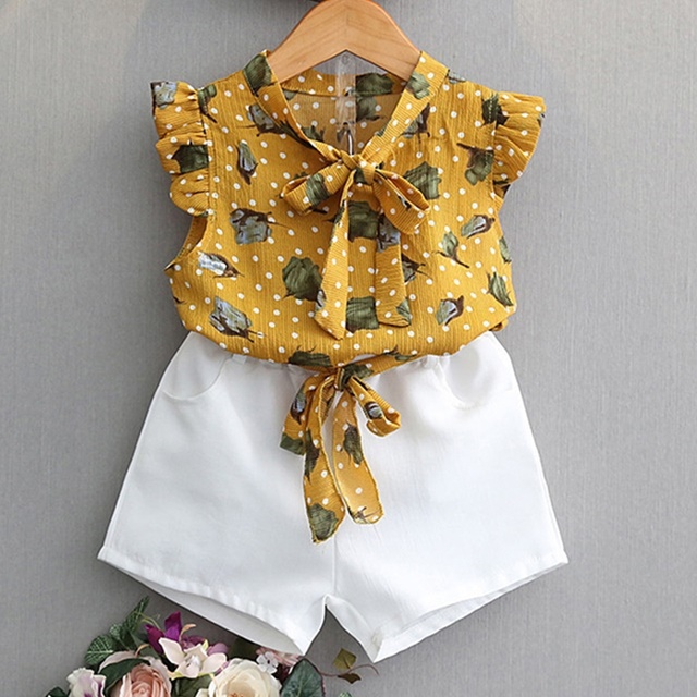 Clothing Pants T shirt shorts Kids Clothes baby girl girls (1627207:11453456054:Color Classification:YELLOW-BL113;122216343:3402041:Reference Height:4T)