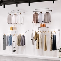 Clothing Store Shelf Upper Wall Hanging Stainless Steel Show Rack Womens Clothing Shop Special Clothes Hanghanger Support Set Up