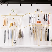 Clothing Store Display Rack Upper Wall Display Rack Stainless Steel Men & Womens Special Store Shelves Gold And Silver Color Clothing Racks Customized