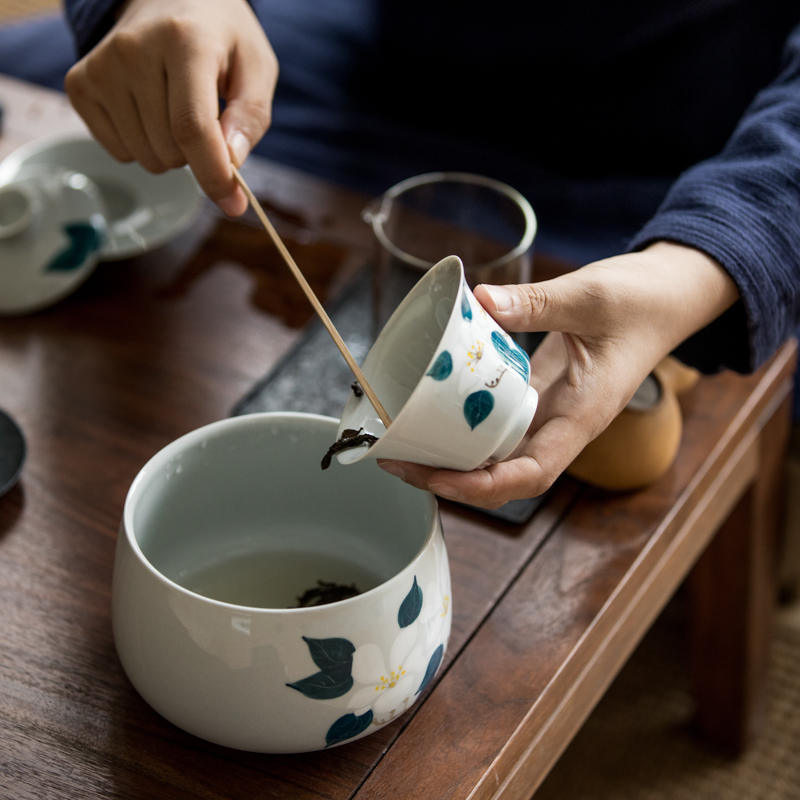 Vegetation school ceramics hand - made camellia tea wash in hot water barrel built for wash water in a kung fu tea accessories water jar