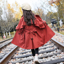 Girls windbreaker 2021 new spring and autumn dress big children Foreign style long Korean children autumn girl princess coat