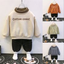 Boys and girls plus velvet winter three-layer cotton thickened 2021 new baby warm coat wear cotton coat