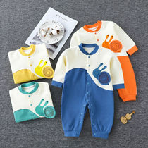 Baby jumpsuit spring and summer long sleeved boneless Net red baby autumn clothes ha clothes climbing clothes newborn clothes out of clothing