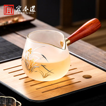 Side handpiece Glass Road cup thickened heat-resistant male cup tea dispenser tea drain set single tea kung fu tea set accessories