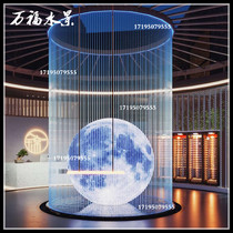 Circular high-altitude diversion line waterscape simple hotel sales department steel wire decoration water curtain fountain CNC pull line water curtain