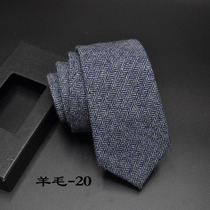 Wool Tie Men Business Casual Positive Dress Work Tie Han Edition Wedding Groom Pure Color Gift Box Dress Tie Male