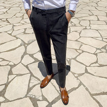 Formal trousers Mens Korean slim-fit all-match small pants Business casual straight pants Fashion houndstooth pants men