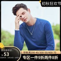 Camel Mens Clearance 2021 Spring Youth Korean Round Neck Solid Color Long Sleeve T-shirt Mens Embroidered Lightweight Body