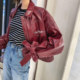 Seven Ge Spring Red Coat Women's New Korean Version 2019 Loose Short Leather Jacket Baseball Wear Tide Seven Ge Spring Red Coat Women's New Korean Version 2019 Loose Short Leather Jacket Baseball Wear Tide