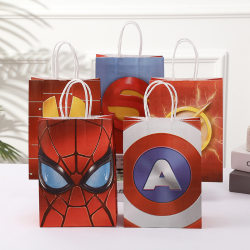 Superhero themed boy birthday gift bag candy bag kraft paper tote bag birthday party gift bag