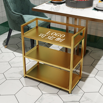 Hot pot shop multi-layer vegetable rack wrought iron vegetable rack Mobile commercial shelf skewer barbecue serving rack