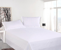 Simple striped cotton tribute satin four-piece bedding