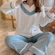Autumn and winter coral velvet pajamas womens long sleeves Spring and Autumn plus velvet padded suit sweet and lovely flannel home wear