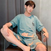 Mens pajamas summer cotton short sleeve thin cartoon 2021 new summer couple cotton home suit