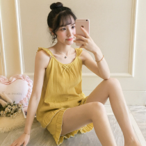 Pajamas female summer Korean short sleeve two-piece cotton sweet cute loose cotton fresh student hUK2XlIR