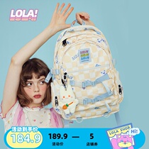 LOLA DESIGN Bear Chessboard with double shoulder bag Xia Xiaolinins original girl bag Female college student backpack