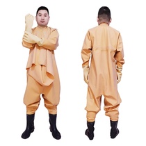 Full Body Sewer Pants Rubber Thickened Conjoined Leather fork Lotus Lotus reservoir Catch Fish Rain Men Waterproof Clothing Shoes