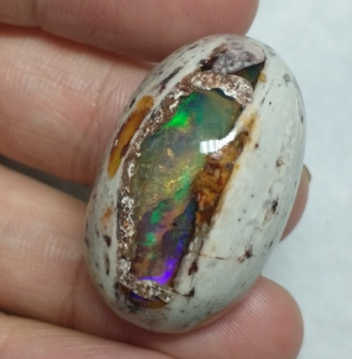 精品 墨西哥天然围岩欧泊 围岩火欧泊大椭圆梦幻星河 64ct