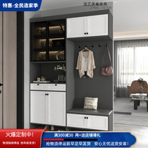 Modern simple home door entrance living room solid wood porch partition cabinet double-sided shoe cabinet can sit can be customized hanging clothes