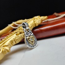 New s925 pure silver and European and American heavy industry personality dollar zircon love pendant pendant trend of men and women