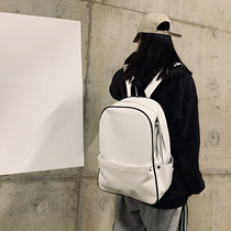 New junior high school schoolbag female leather Korean version of high school backpack Joker college students campus simple soft leather backpack